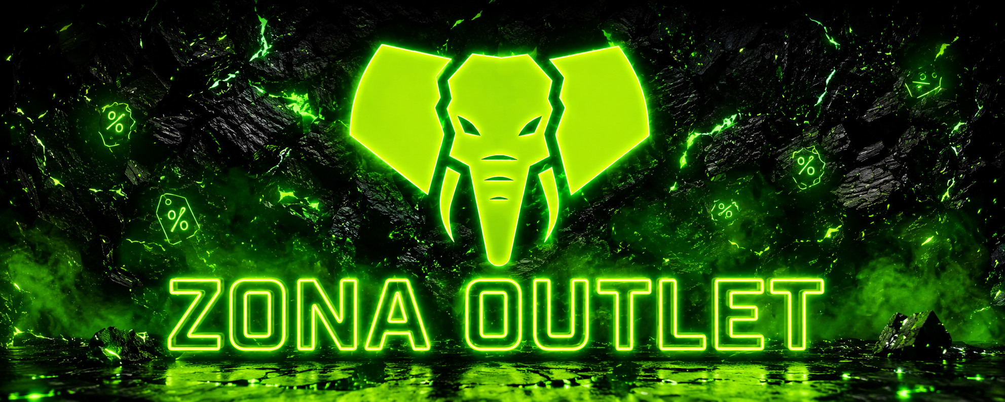 banner zona outlet en verde de cudeman