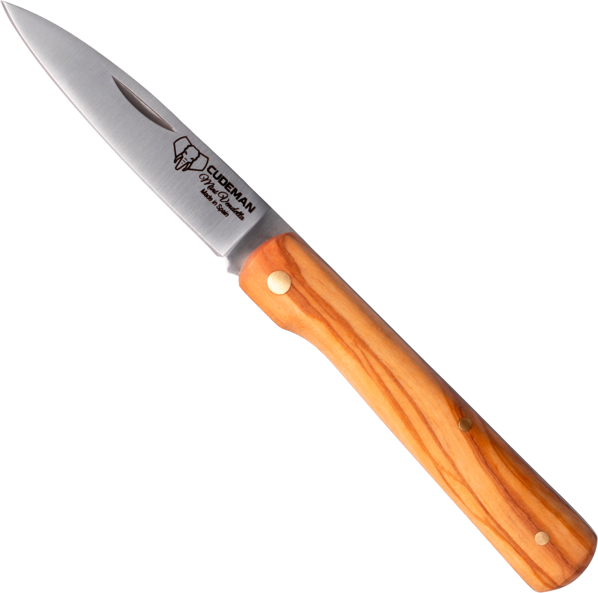Pocket knife with natural olive wood handle | Cudeman